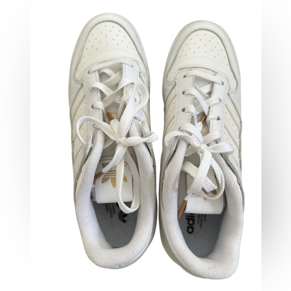 Adidas Forum Low White Gold tumbled leather sneakers size 10.5 women - Picture 6 of 12
